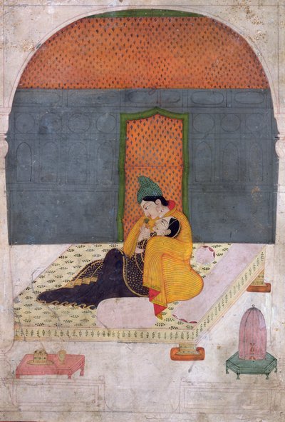 Liebende auf einer Terrasse, Garhwal, ca. 1780-1800 von Indian School